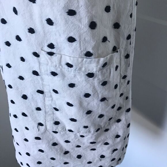 Loft Cotton Polkadot Mini V-Neck Shiftdress size 0 - Picture 5 of 6